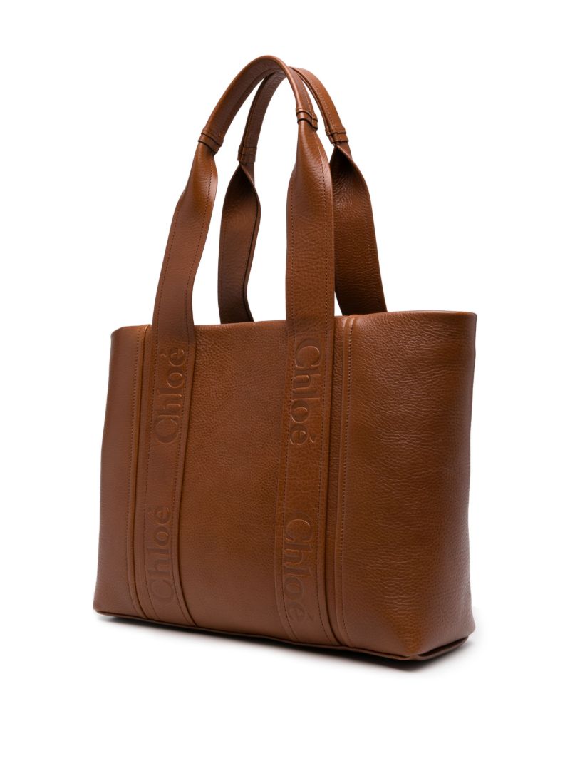 Brown Woody Leather Tote Bag