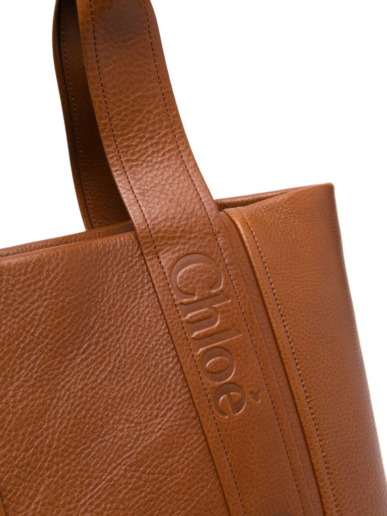 Brown Woody Leather Tote Bag