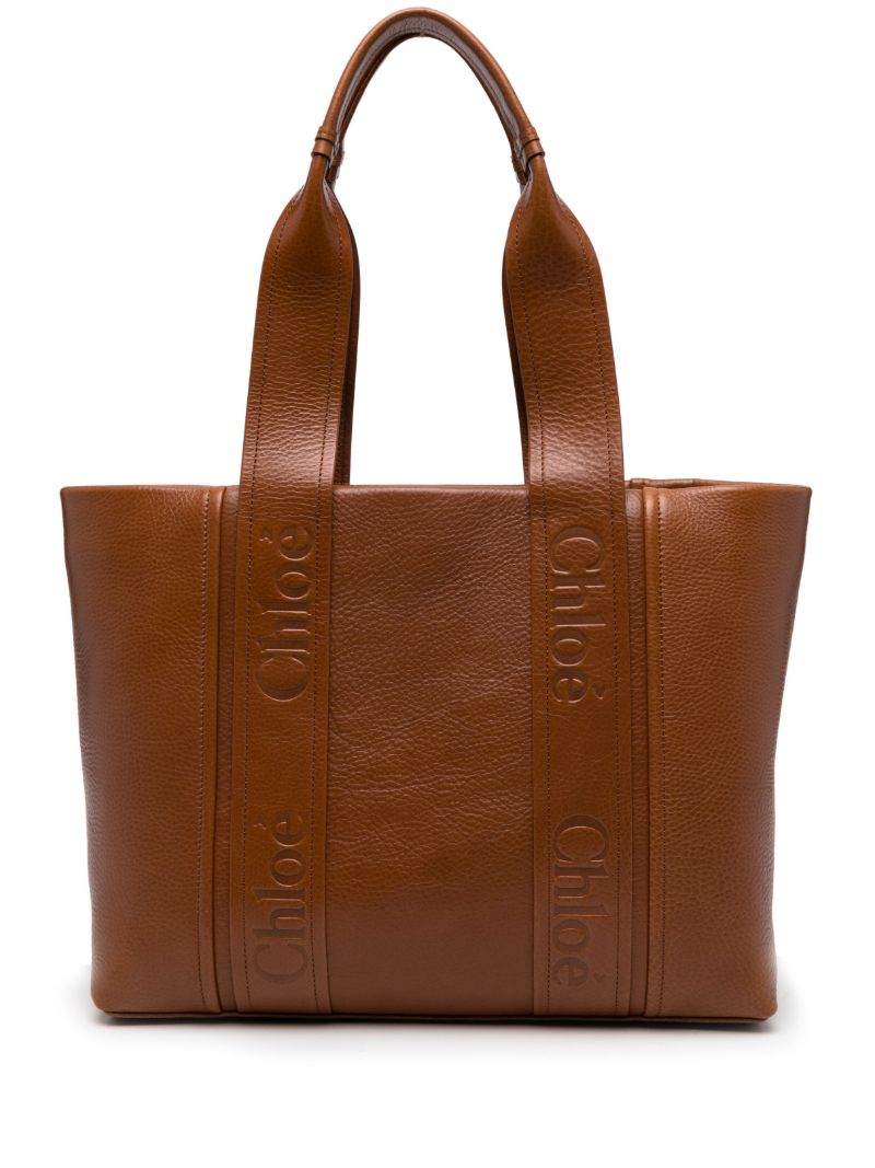 Brown Woody Leather Tote Bag