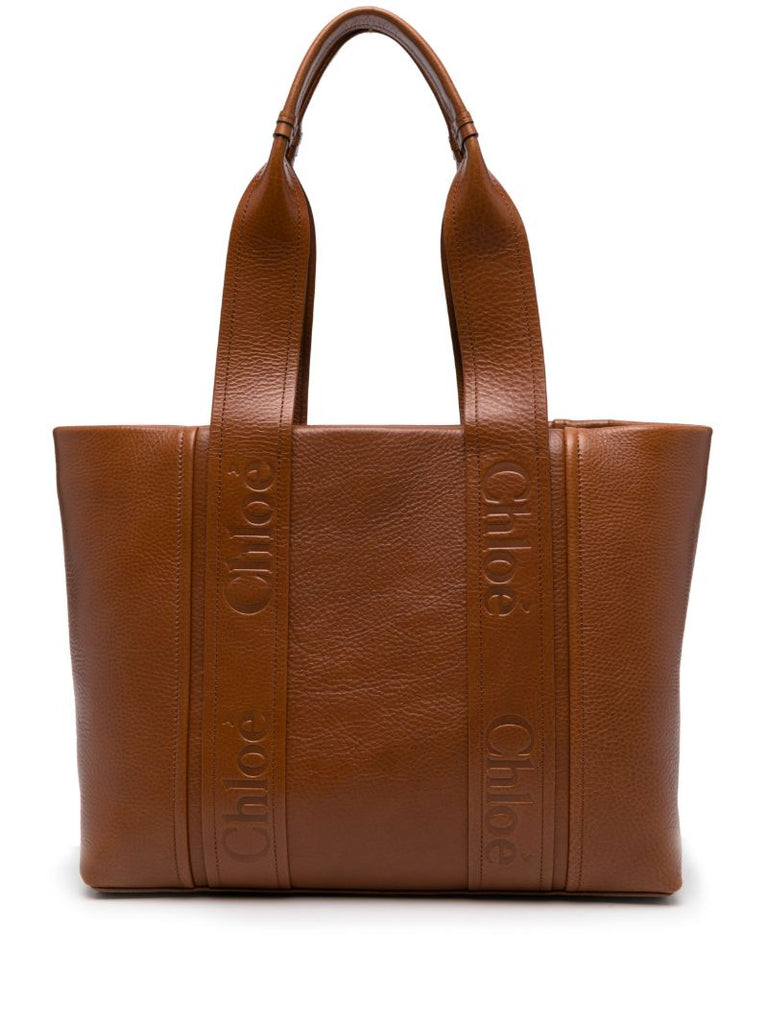 Brown Woody Leather Tote Bag