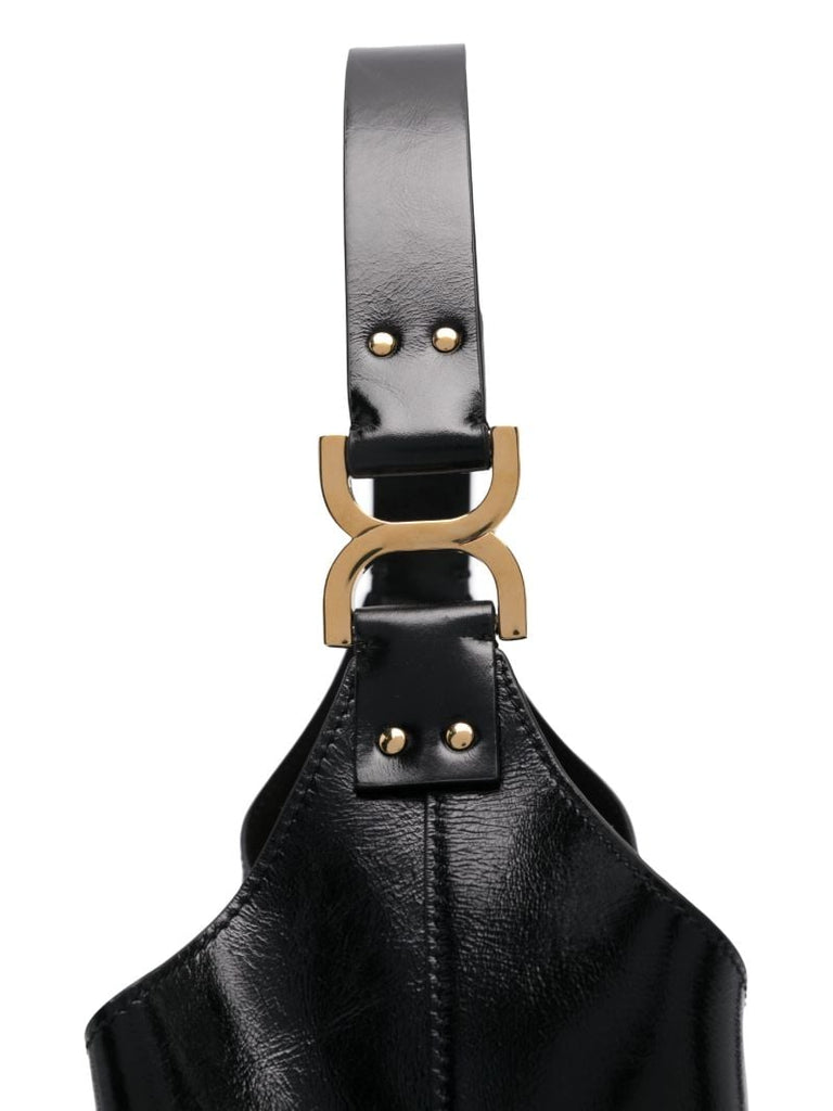 Black Marcie Small Leather Shoulder Bag