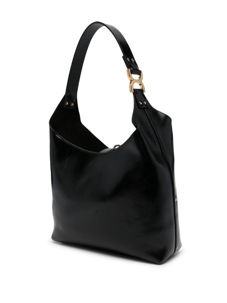 Black Marcie Small Leather Shoulder Bag