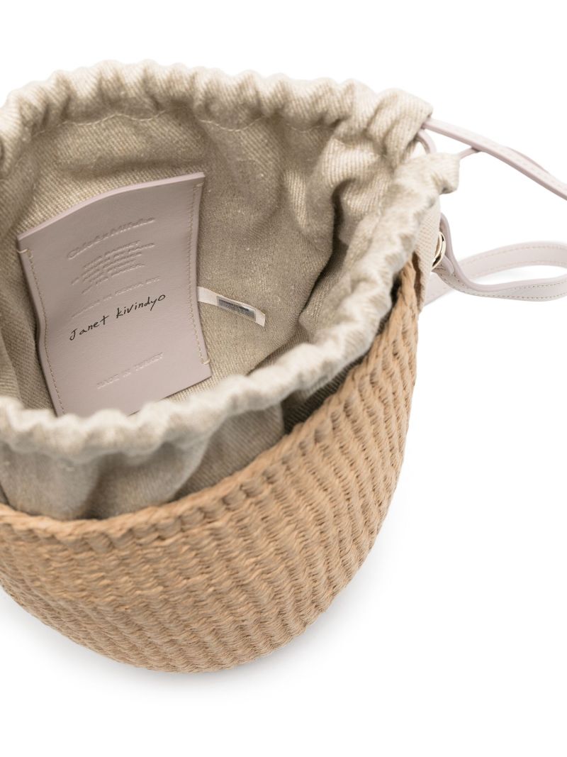 Wild Grey and Beige Logo Strap Woven Two-way Bag