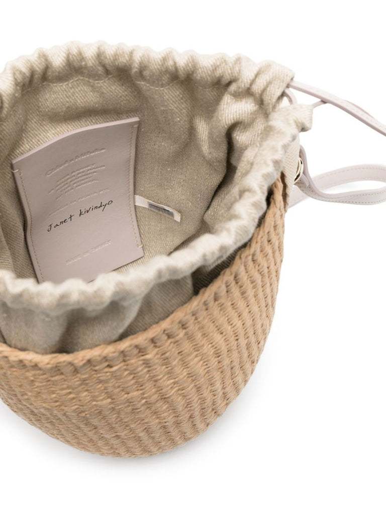 Wild Grey and Beige Logo Strap Woven Two-way Bag