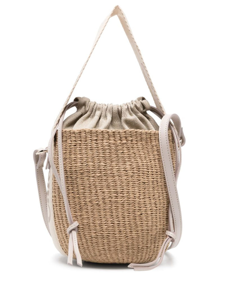 Wild Grey and Beige Logo Strap Woven Two-way Bag