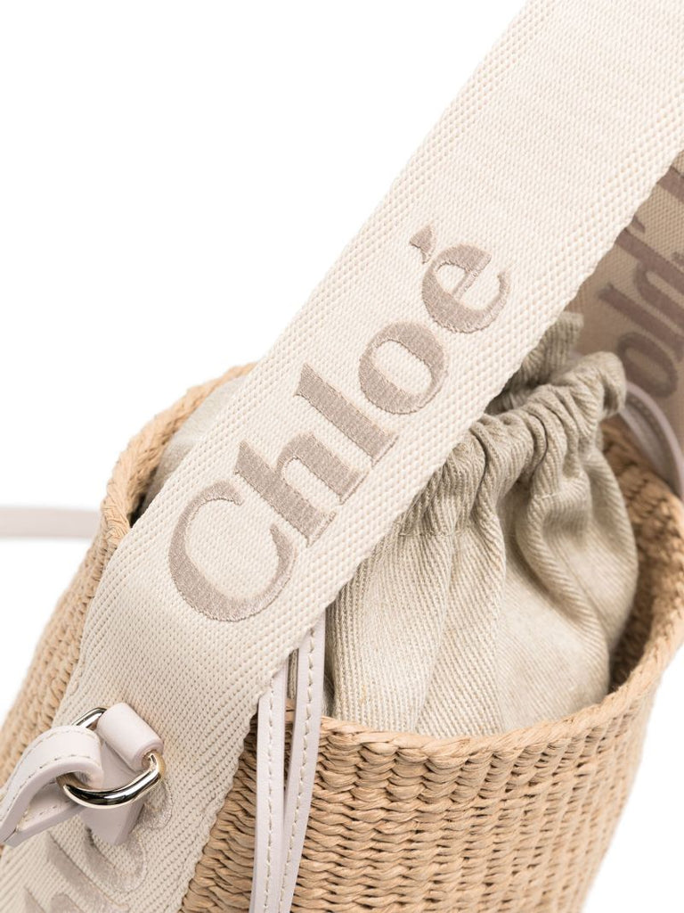 Wild Grey and Beige Logo Strap Woven Two-way Bag
