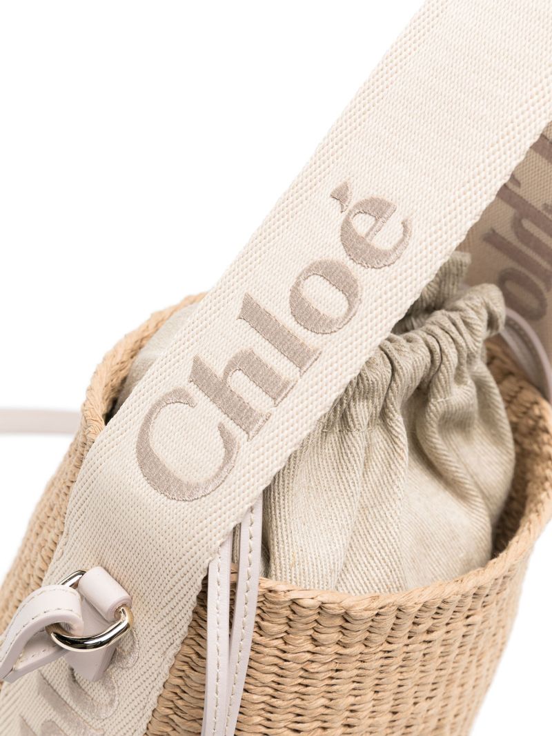 Wild Grey and Beige Logo Strap Woven Two-way Bag