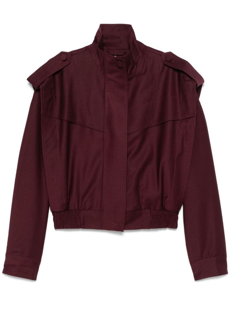 Red Cropped Bomber Jacket