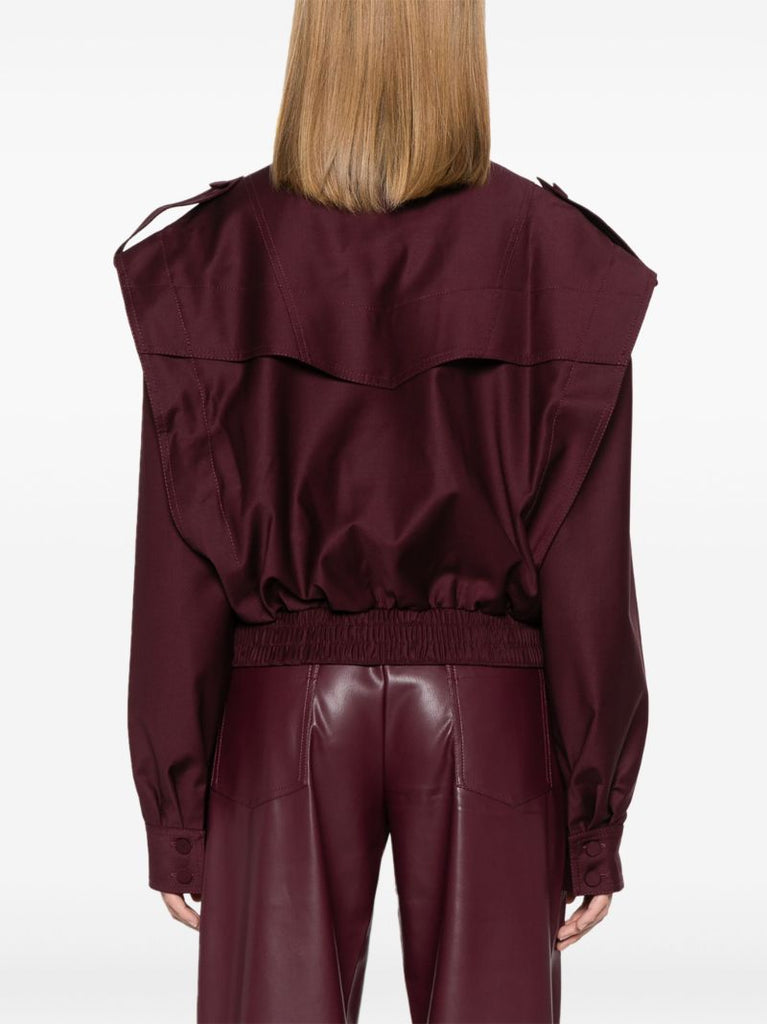 Red Cropped Bomber Jacket