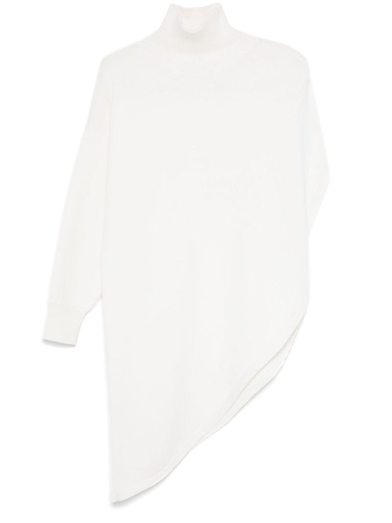 White Asymmetric Cape Jumper