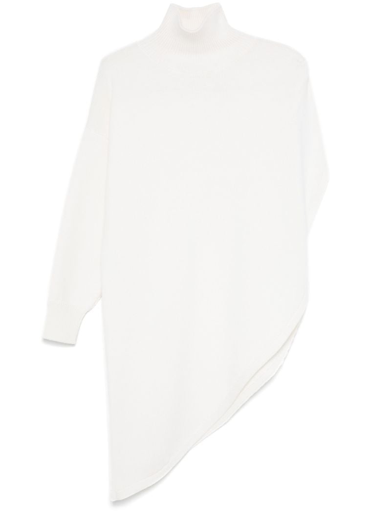 White Asymmetric Cape Jumper