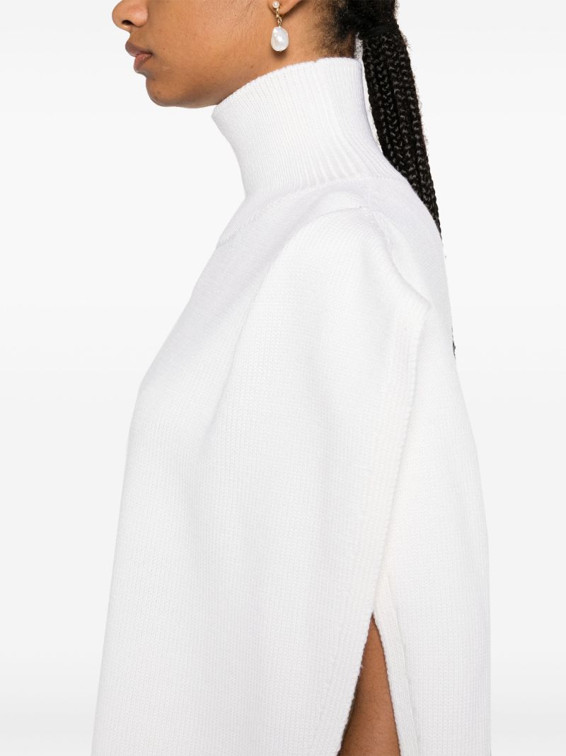 White Asymmetric Cape Jumper