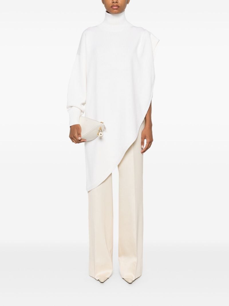 White Asymmetric Cape Jumper