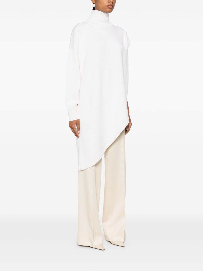 White Asymmetric Cape Jumper