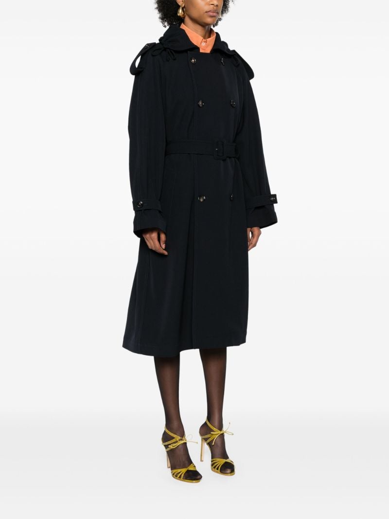 Blue Wool Belted Trench Coat
