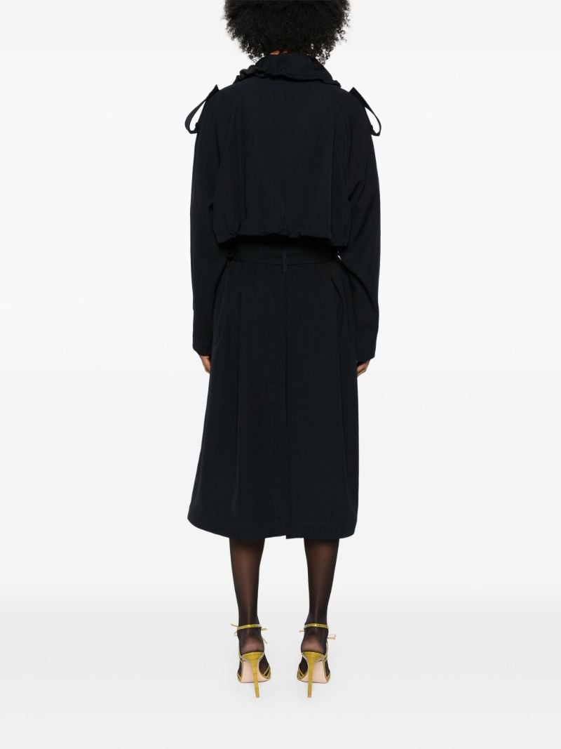 Blue Wool Belted Trench Coat