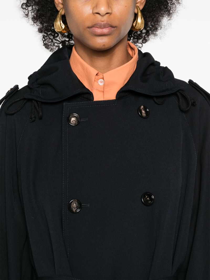 Blue Wool Belted Trench Coat