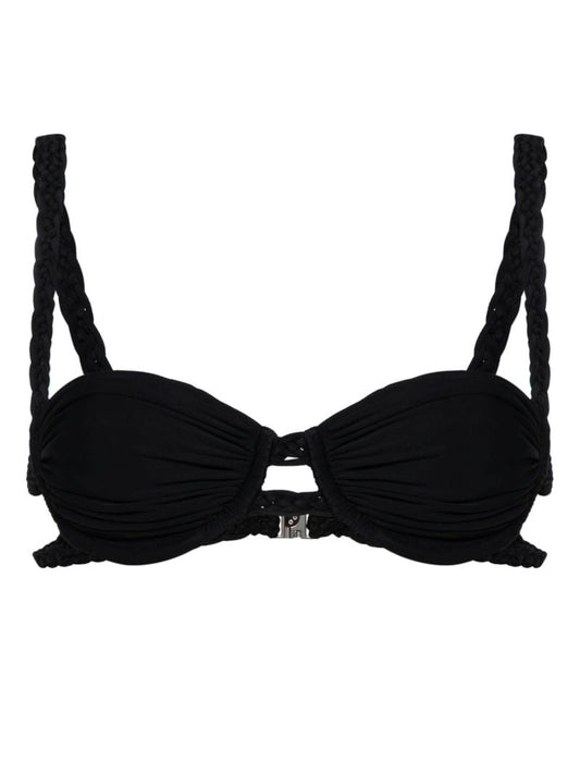 Black Braid-detail Bikini Top