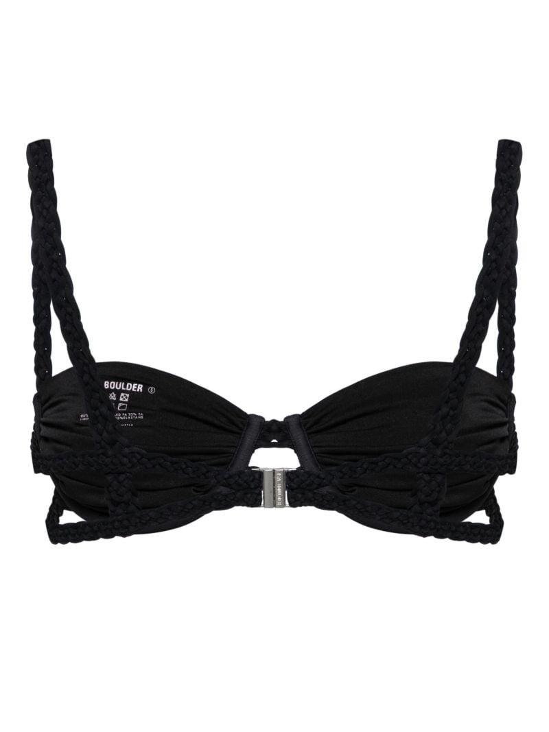 Black Braid-detail Bikini Top