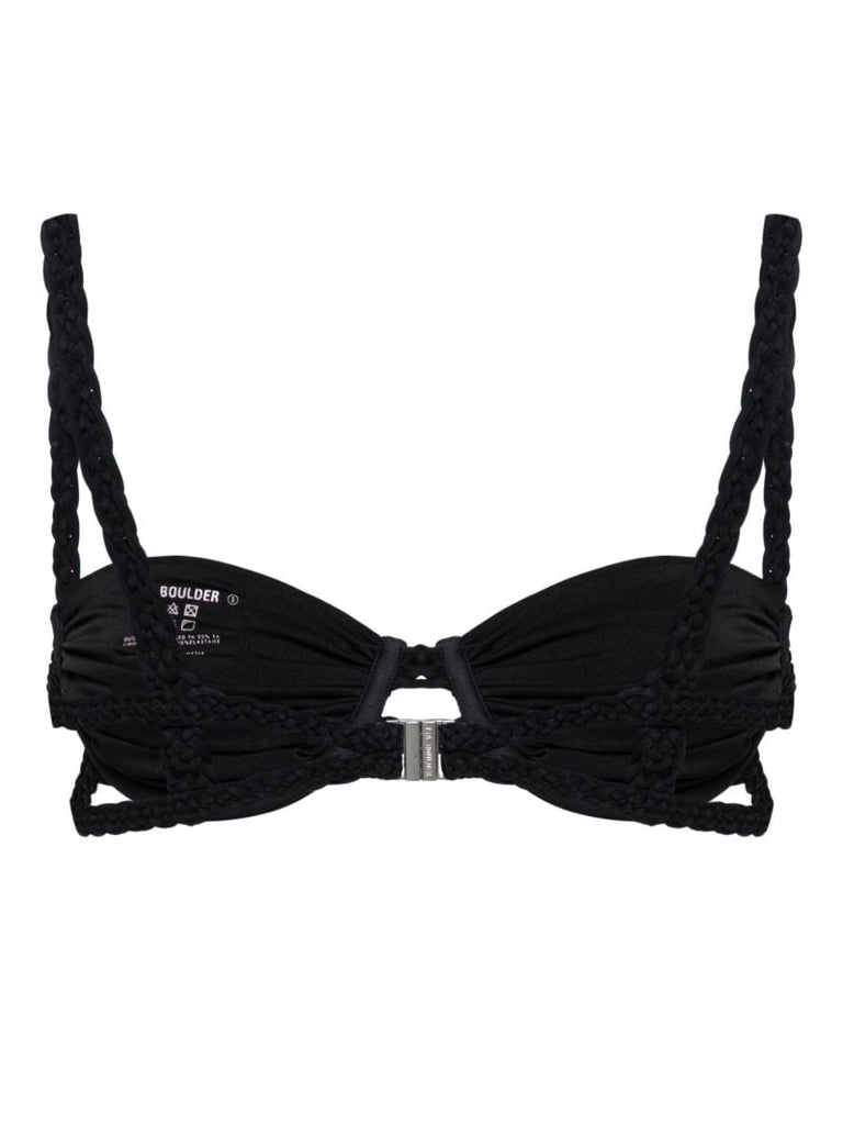 Black Braid-detail Bikini Top