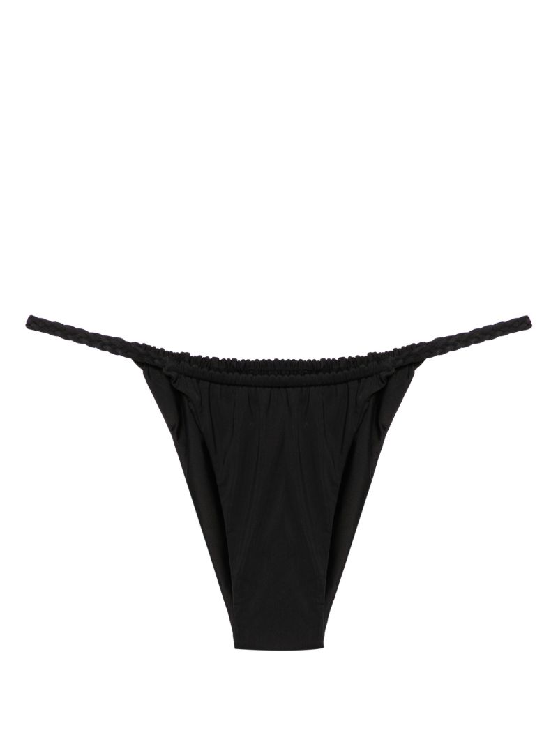 Black Braided-detail Bikini Bottoms