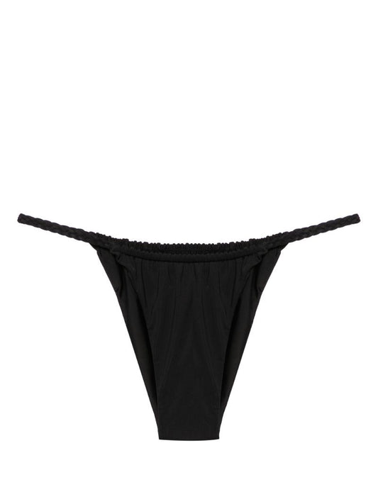 Black Braided-detail Bikini Bottoms