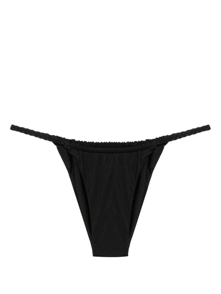 Black Braided-detail Bikini Bottoms