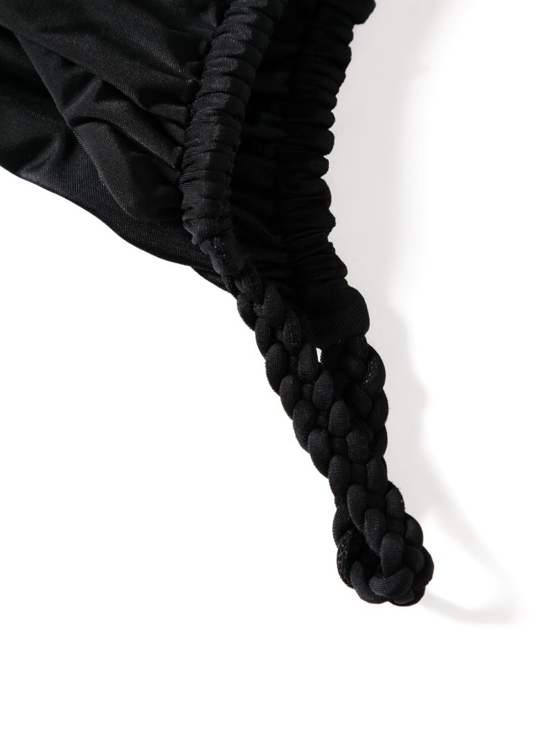 Black Braided-detail Bikini Bottoms
