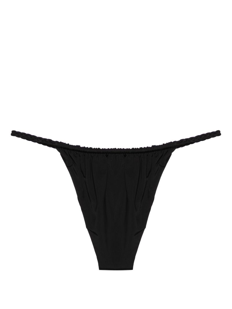 Black Braided-detail Bikini Bottoms