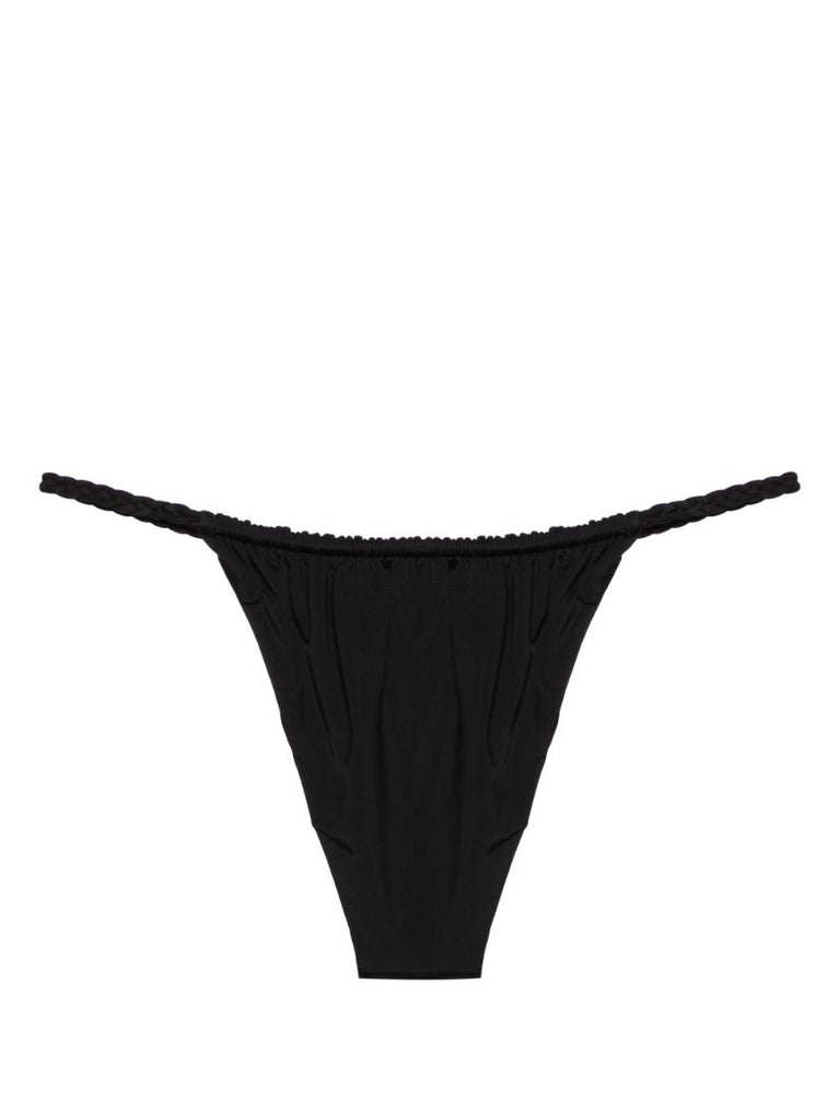 Black Braided-detail Bikini Bottoms