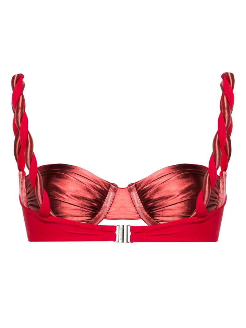 Red Braid-detail Bikini Top