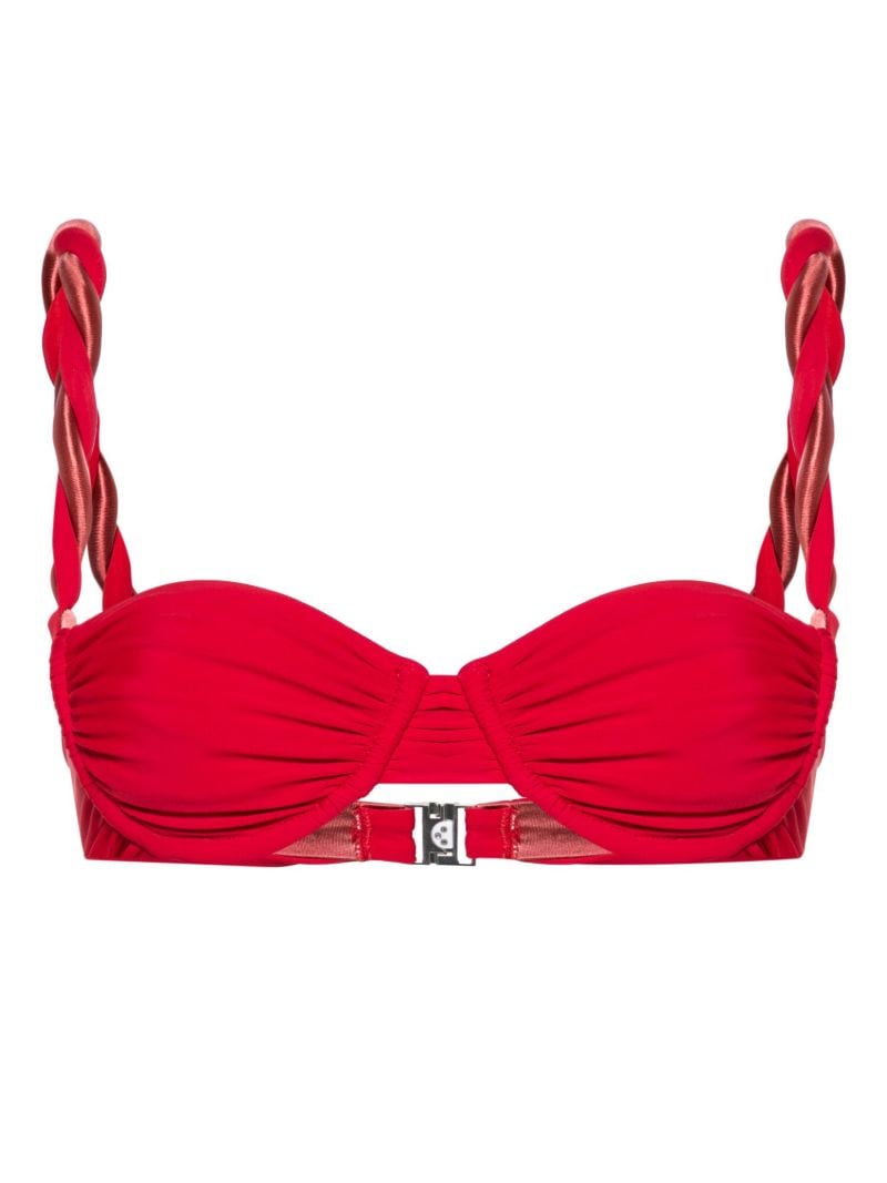 Red Braid-detail Bikini Top