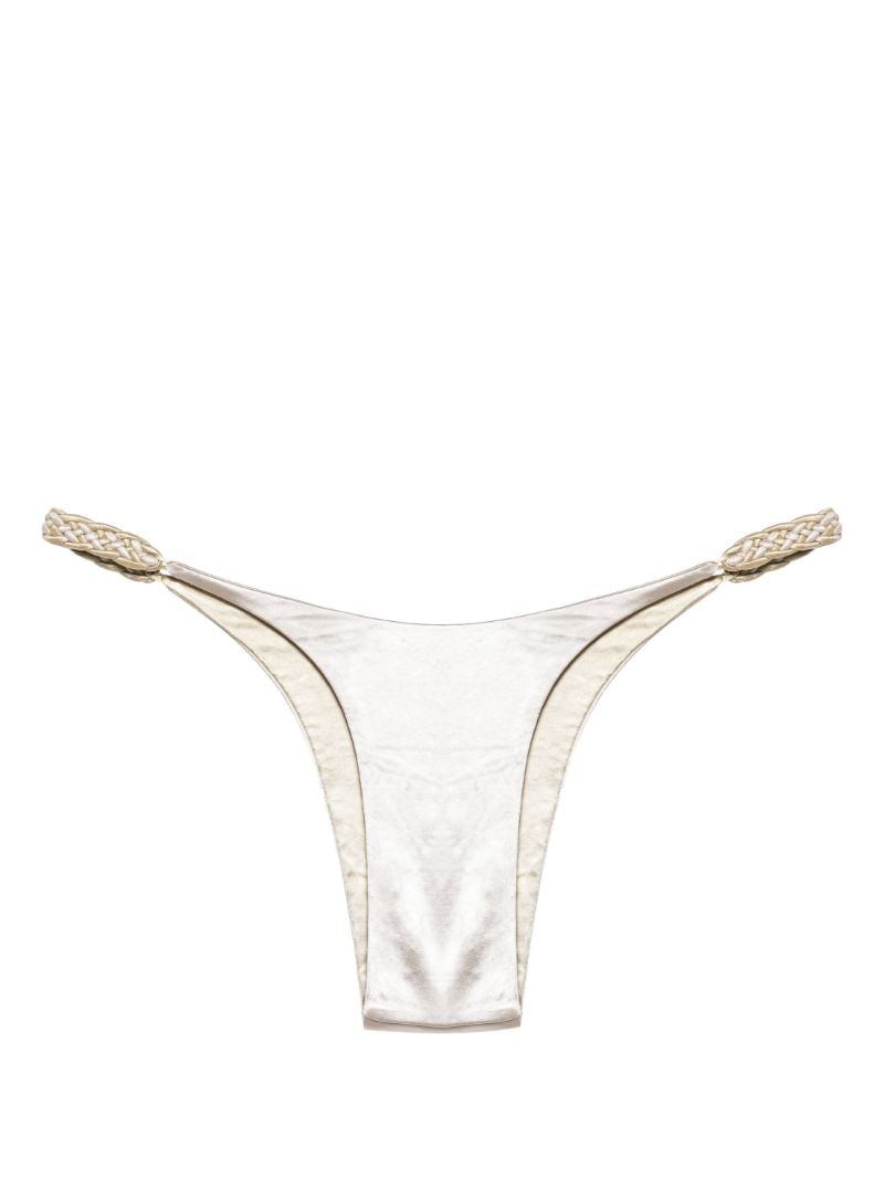 Silver-tone Satin-finish Bikini Bottoms