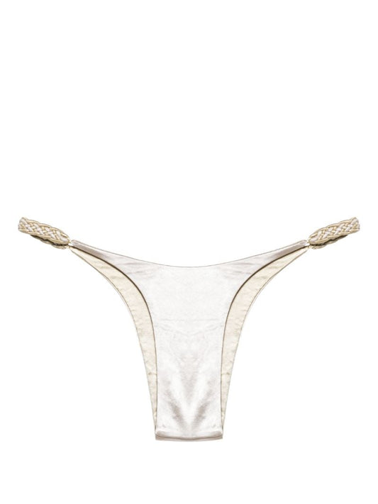 Silver-tone Satin-finish Bikini Bottoms