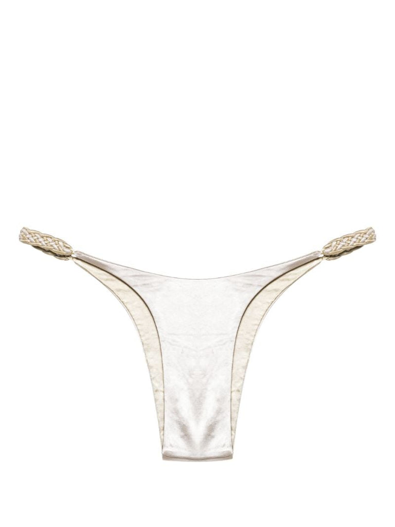 Silver-tone Satin-finish Bikini Bottoms