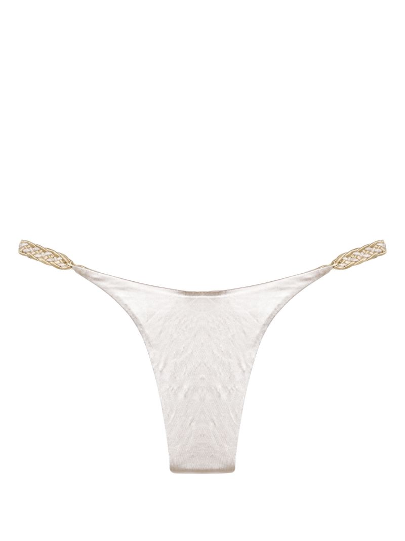 Silver-tone Satin-finish Bikini Bottoms