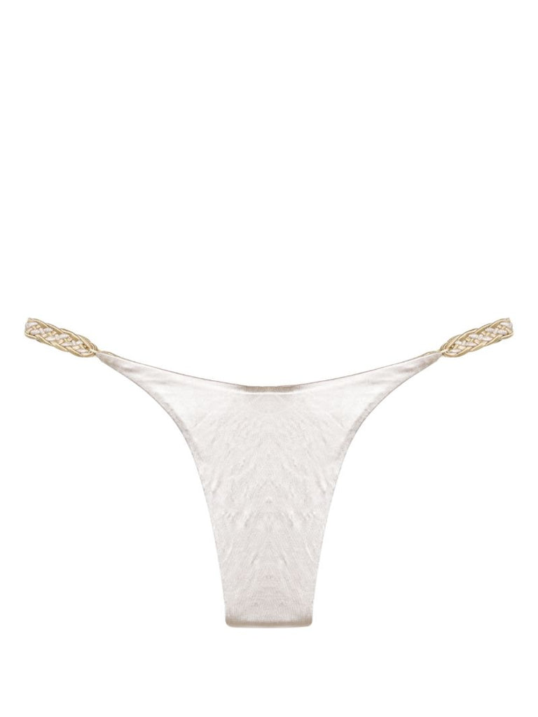 Silver-tone Satin-finish Bikini Bottoms