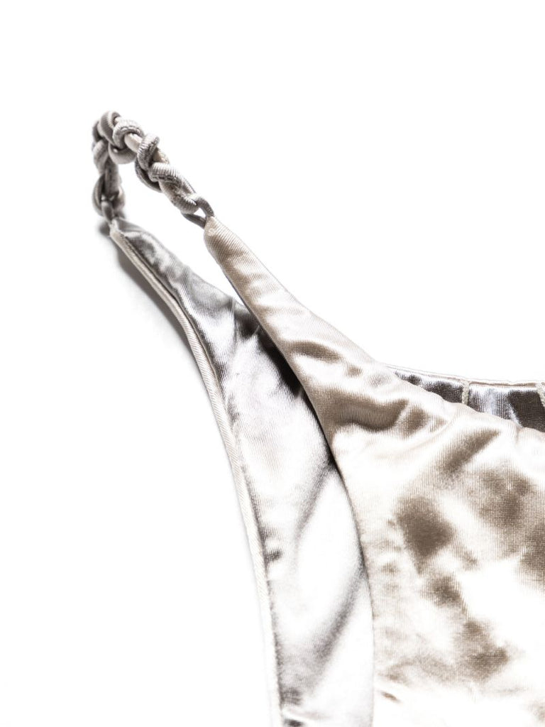 Silver-tone Satin-finish Bikini Top