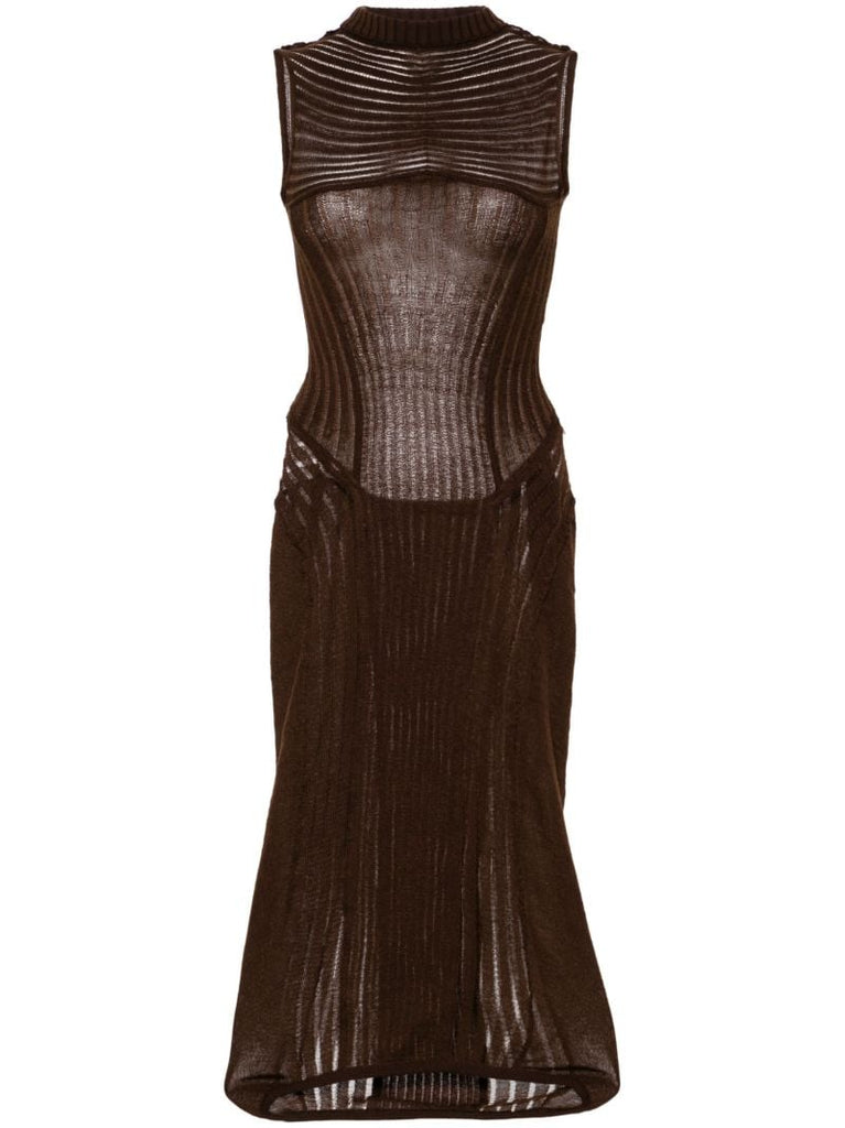 Brown Sleeveless Knit Dress