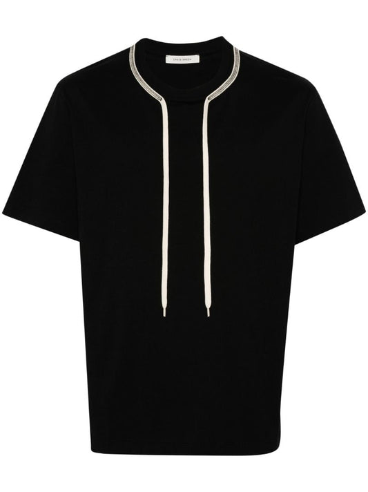 Black Drawstring Cotton T-shirt