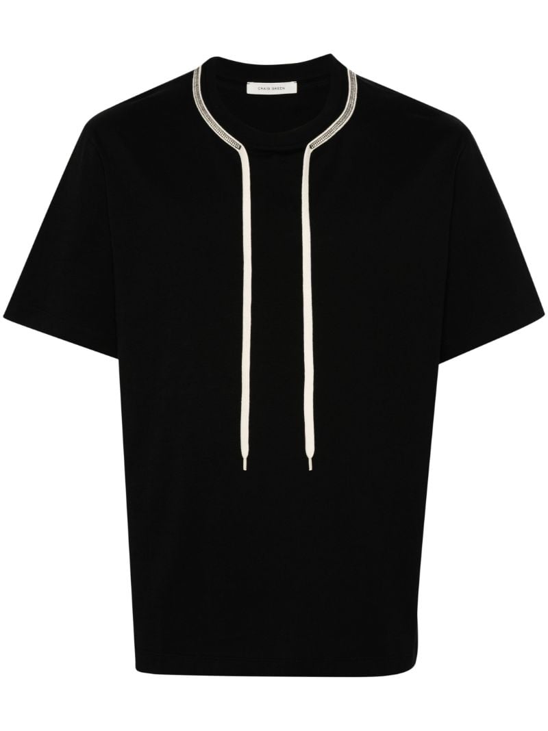 Black Drawstring Cotton T-shirt