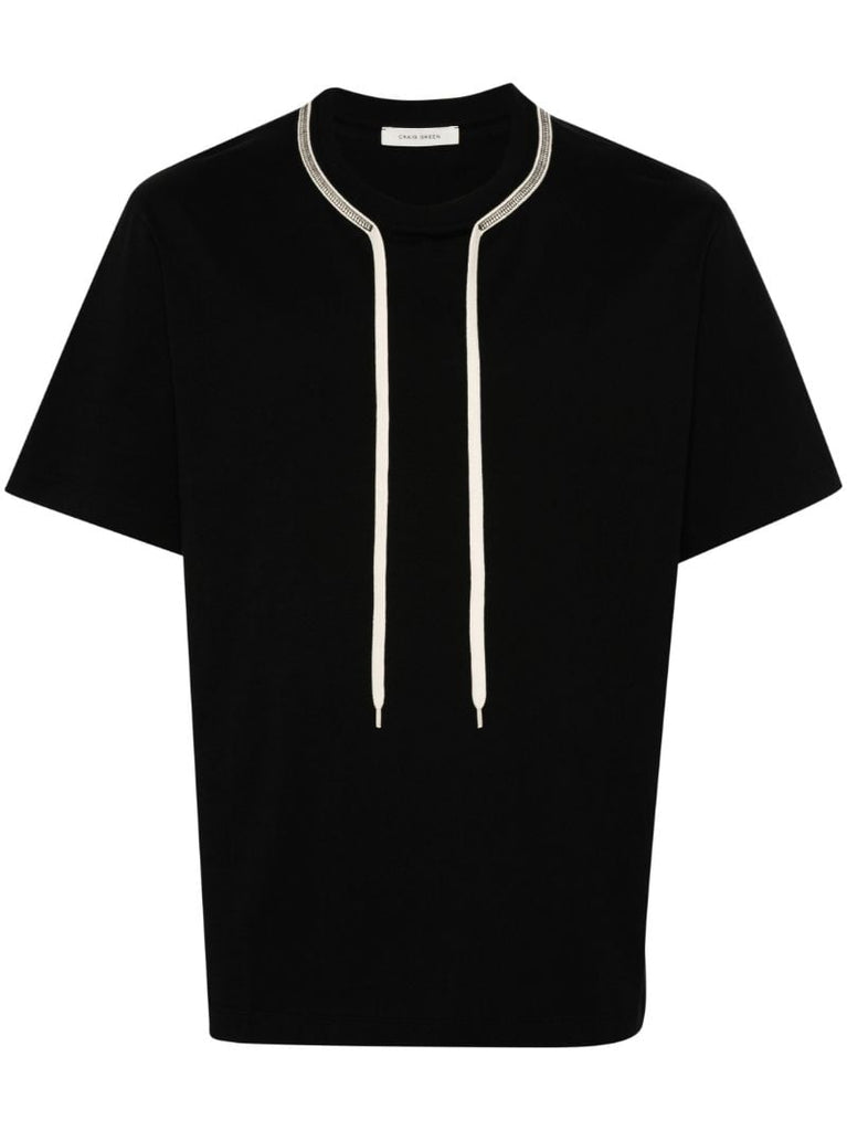 Black Drawstring Cotton T-shirt