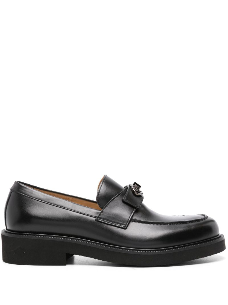 Black Vlogo Signature Leather Loafers
