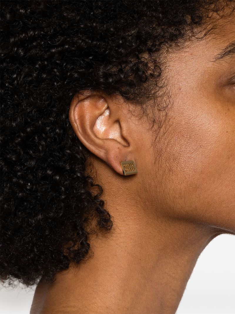 Gold-tone Logo Stud Earring