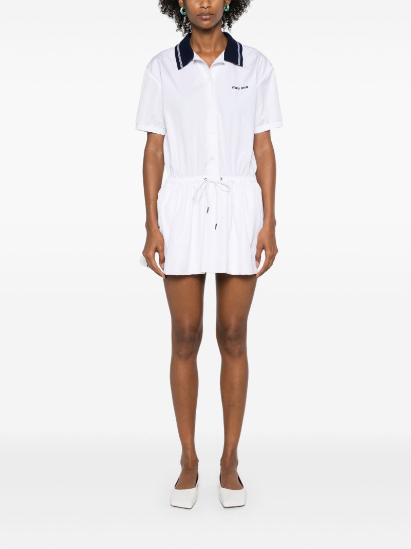 White Logo-embroidered Cotton Mini Dress