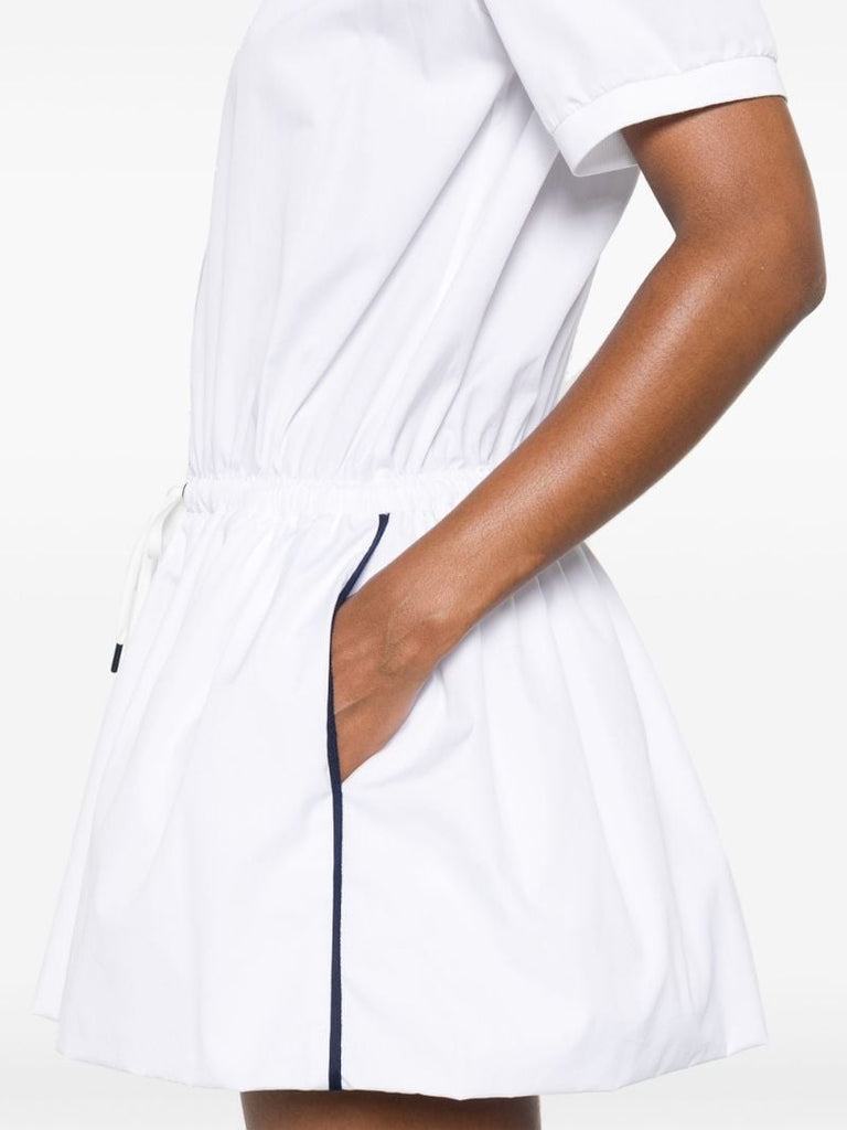 White Logo-embroidered Cotton Mini Dress