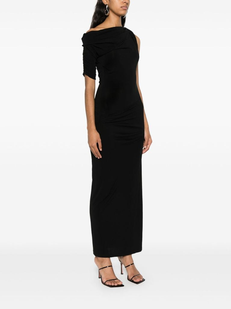 Black La Robe Drapeado Midi Dress
