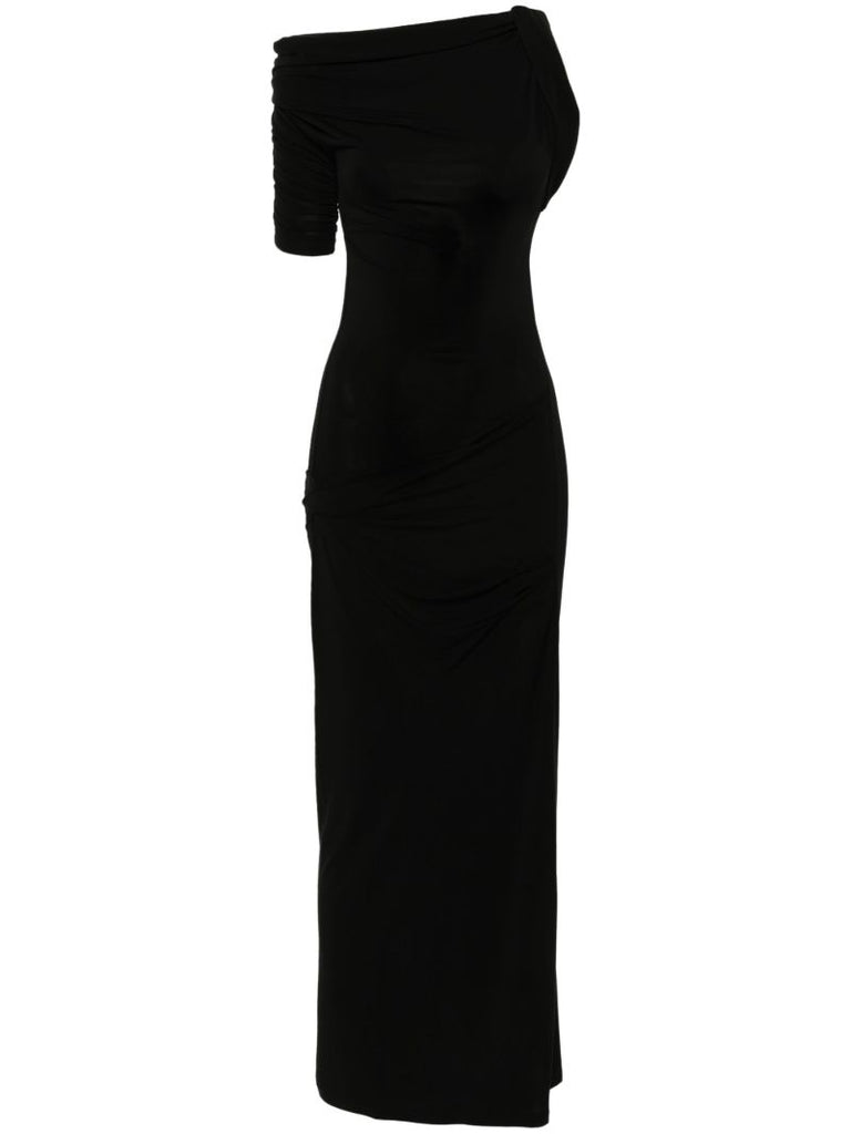 Black La Robe Drapeado Midi Dress