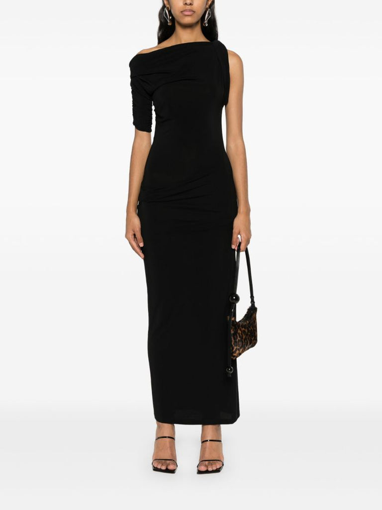 Black La Robe Drapeado Midi Dress