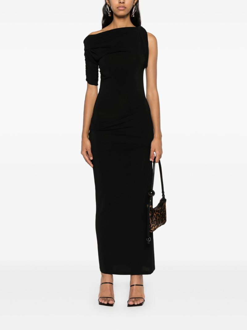 Black La Robe Drapeado Midi Dress